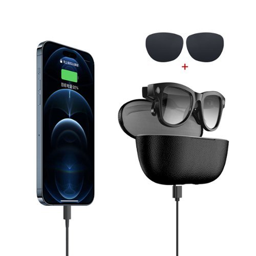 PRIMEPLUS - AI Smart Glasses with 8MP Camera & ChatGPT, AI Translation, Music Player, Wireless Charging Case, Bluetooth Hands‑Free f - Sunglass +Photochromic lenses with black case-Front_Standard 