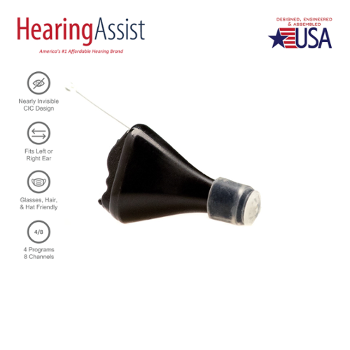 Hearing Assist - HA-1800 Completely In Canal Hearing Aid - Black-Front_Standard 