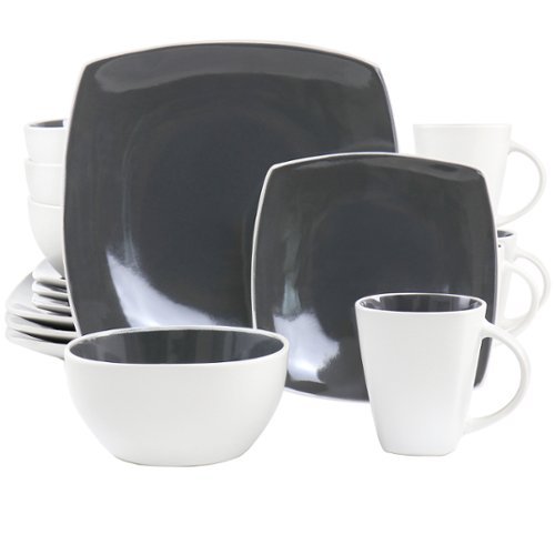 Gibson - Elite Soho Lounge 16 Piece Stoneware Dinnerware Set in Grey - Gray-Front_Standard 