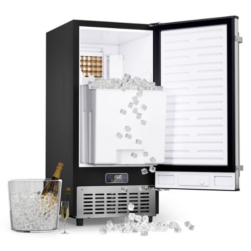 Coolake - 15" Commercial Under-Counter Ice Maker Machine 100lbs/Day with 30lbs Storage Bin - Stainless Steel - Silver-Front_Standard 