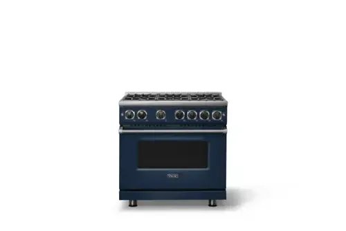 Front. Viking - Pro 7 Series 5.6 Cu. Ft. Freestanding Sealed 4 Burner Gas Convection Range - Slate Blue - Slate Blue.