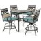 Hanover - Montclair 5-Piece High-Dining Patio Set with 4 Swivel Chairs and a 33-In. Counter-Height Dining Table - Ocean Blue/Brown-Front_Standard