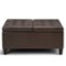 Simpli Home - Harrison 36 inch Wide Transitional Square Coffee Table Storage Ottoman Faux Leather - Chocolate Brown-Front_Standard