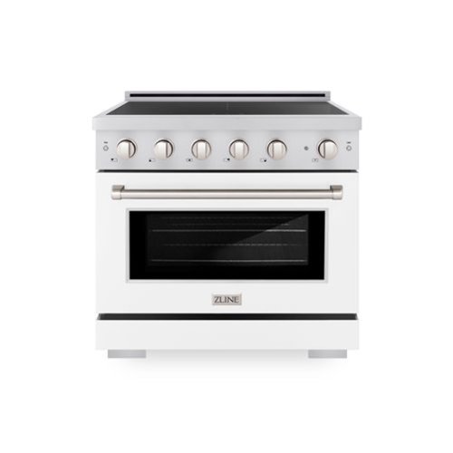 ZLINE - 36 in. 5.2 cu. ft. Paramount Freestanding Induction Range with 5 Burners and Electric Oven with White Matte Door - Matte White-Front_Standard 