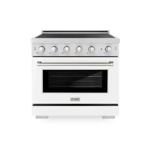 Front. ZLINE - 36 in. 5.2 cu. ft. Paramount Freestanding Induction Range with 5 Burners and Electric Oven with White Matte Door - Matte White.