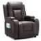 CloudRest Pro - Recliner Chair with Cup Holders,Heat and Massage PU Rocking Chair - Brown-Front_Standard