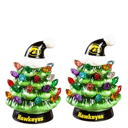 Evergreen Enterprises - Iowa Hawkeyes 2-Pack 4" Ceramic LED Christmas Tree Set - Multicolor-Front_Standard 