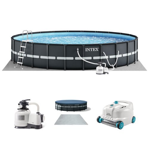Intex - Ultra XTR 18' x 52" Above Ground Outdoor Pool Set with Pump & Robot Vacuum - Gray-Front_Standard 