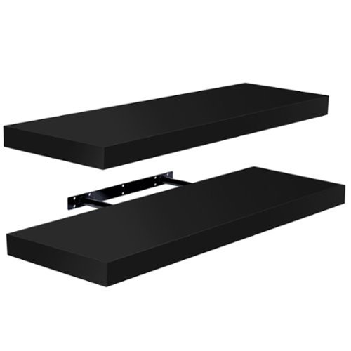 2 Pack (24"x9") Sorbus Floating Wall Shelves for Bedroom, Decor, Kitchen, Living Room - for Trophies, Frames, Bookshelf - Black-Front_Standard 