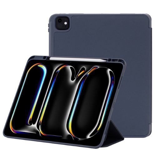 Vena - For Apple iPad Pro 13 Inch Case with Pencil Holder, iPad Pro M4 13 Inch Case Cover (2024) with Slim Trifold Stand - Blue-Front_Standard 