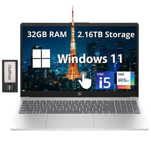 HP - Pavilion 15.6" HD Touchscreen Laptop,Intel i5-1235U,32GB RAM,2TB SSD+160GB Docking Station Set,Win 11 - Silver-Front_Standard 