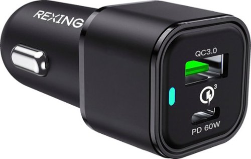 Rexing 78W Vehicle Quick Charger with 1 USB-C & 1 USB Port Compatible with iPhone and Samsung Note - Black WORLDWIDE DELIVERY