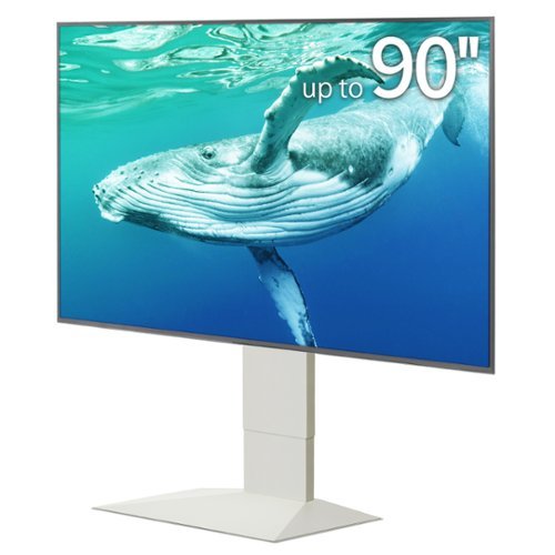 WALL - V4 – Sleek Shallow Floor TV Stand for Extra Large 50-90 Inch, for Living Room and Bedroom, Japan-Engineered Design - Satin White-Front_Standard 