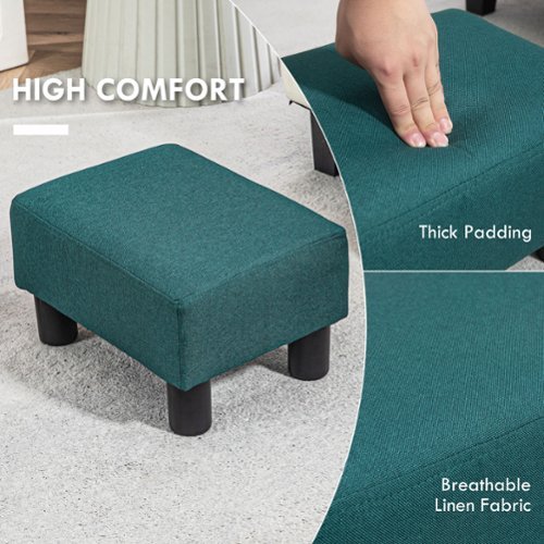 Homcom Ottoman Foot Rest, Small Foot Stool with Linen Fabric