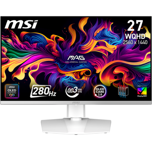 MSI - MAG 271QPW QD-OLED X28 27" Quantum Dot OLED QHD 280Hz 0.03ms FreeSync Gaming Monitor (DisplayPort, HDMI, USB) - White