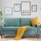 Bestier - 69 inch 3 Seater Linen Upholstered Loveseat Sofa with the Solid Wood Foot - Modern Style - Blue-Front_Standard 