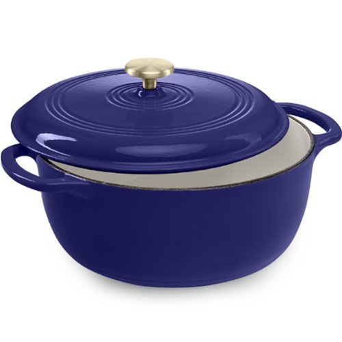Best Choice Products - 7.5 Quart Enamel Cast-Iron Dutch Oven, Heavy-Duty Cookware w/ Dual Handles, Lid - Sapphire Blue-Front_Standard 