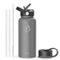 Buzio - Duet Series - 32oz Insulated Water Bottle with Straw Lid and Flex Lid - Gray-Front_Standard