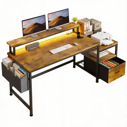 Rustic Brown 57" 1 Drawer 2 Shelves