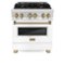 ZLINE - Autograph 30" Legacy Dual Fuel Range w/ 4 Burners & White & Bronze Accents (RAZ-WM-30-CB) - Multicolor-Front_Standard