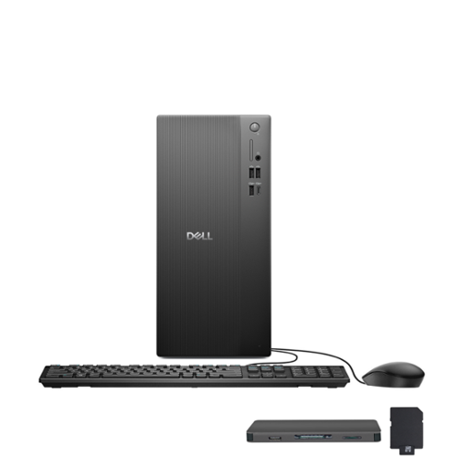 Dell - Tower Desktop,Intel Core Ultra 5 225,16GB DDR5,512GB SSD+160GB Dock Set,WiFi 6,Keyboard & Mouse,Win 11 Pro - Black-Front_Standard 