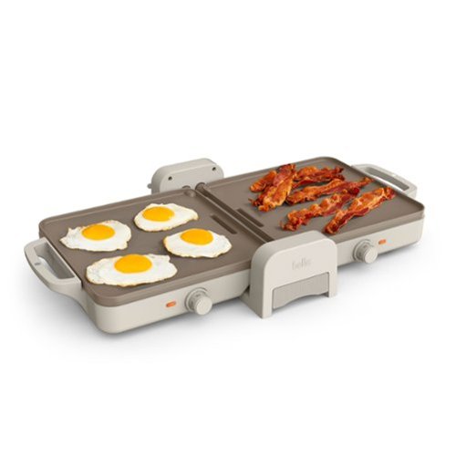 Bella - Fits-anywhere Kitchenware: 10" x 20" Fold & Store Dual Temp Electric Griddle - Oatmilk