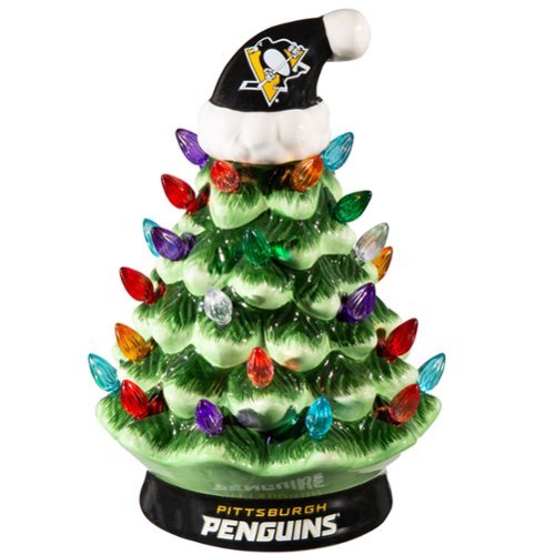 Evergreen Enterprises - Pittsburgh Penguins 8" Light Up Ceramic LED Christmas Tree - Multicolor-Front_Standard 
