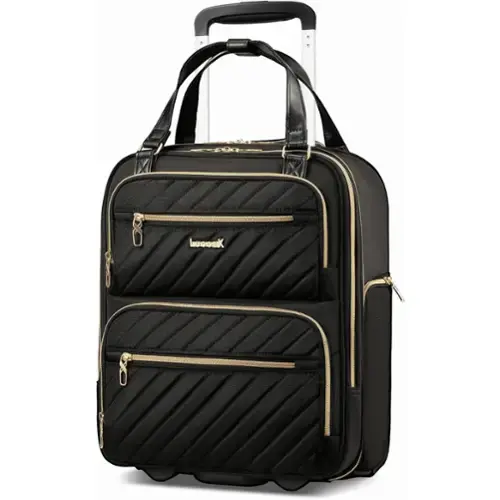 Front. LUGGEX - LUGGEX 16 Inch Underseat Carry On Luggage with Wheels,Softside Lightweight Suitcase UDK - LX-UX - Black.