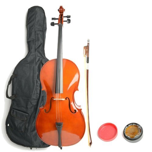Winado - Full-Size Cello, Beginner Cello 4/4, Acoustic Cello Set with Portable Bag, Bow, Rosin, Bridge, Adults & Kids-Front_Standard 