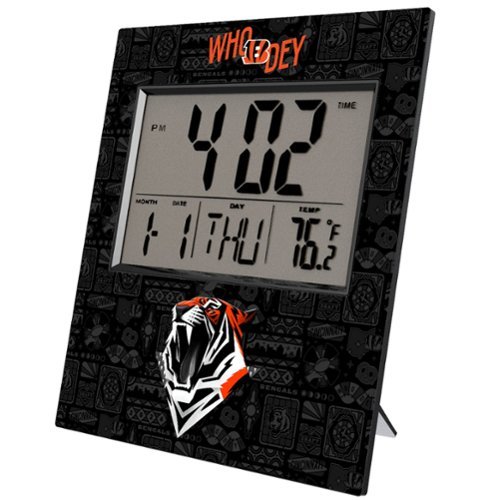 Keyscaper - Cincinnati Bengals 2024 Illustrated Limited Edition Digital Desk/Wall Clock - Gray-Front_Standard 