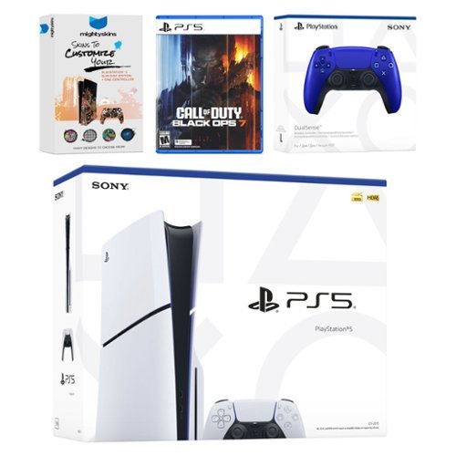 PlayStation 5 Slim Disc Bundle with Call of Duty Black Ops 7 Game, MightySkins Code and Extra Controller - Cobalt - PlayStation 5-Front_Standard 