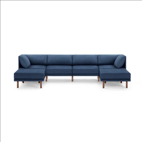 Burrow - Contemporary Range 4-Seat Sofa with Double Attachable Ottoman - Navy Blue-Front_Standard 