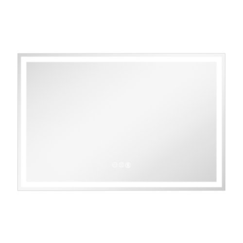 LOVMOR - 48 x 32 Inches Tempered Glass LED Bathroom Mirror with Anti-Fog & 3-Color Dimmable Lighting - Silver