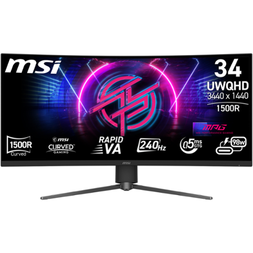 MSI - MPG 346CQRF X24 34" Rapid VA LCD Curved UWQHD 240Hz 0.5ms FreeSync Gaming Monitor with HDR400 (DisplayPort, HDMI) - Black