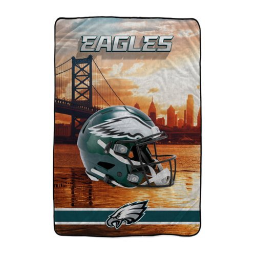 Pegasus - Philadelphia Eagles 66" x 95" Oversized Skyline Series Helmet Ultra Cozy Blanket - Multicolor-Front_Standard 