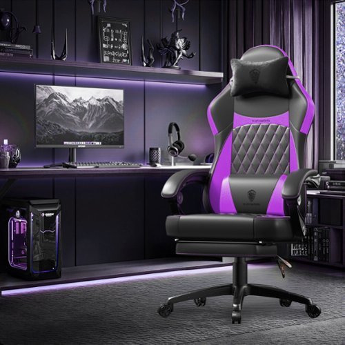 Dowinx - High Back Gaming Chair with Wide Seat Cushion, Reclining Office Chair 300LBS for Big and Tall Adults - Purple-Front_Standard 