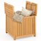 Gymax - 2-in-1 Outdoor Side Table w/Storage Umbrella Hole & Removable Base for Backyard - Yellow-Front_Standard