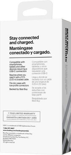 Best Buy essentials™ 10' USB-C to USB-C Braided Charge-and-Sync Cable - Black HOW TO BUY