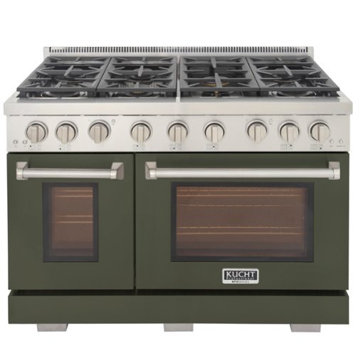 Kucht - 48 in. 6.7 cu. ft. Natural Gas Range Two Ovens - One Convection - in Olive Green with True Simmer Burners - Olive Green-Front_Standard 