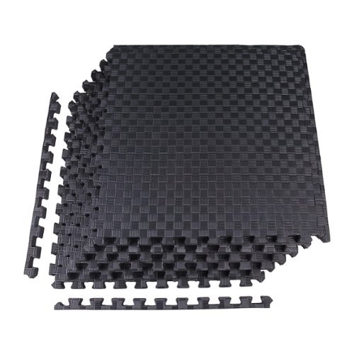 BalanceFrom Fitness - Foam Interlocking Exercise Floor Mat, 24 Square Feet - Black-Front_Standard 