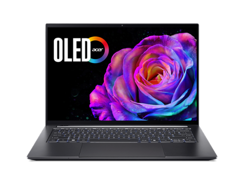 Acer - Swift X 14.5" WQXGA+ OLED Gaming Laptop Intel Core Ultra 7 255H NVIDIA GeForce RTX 5060 32GB RAM 1TB SSD SFX14-73G-7249 - Gray-Front_Standard 