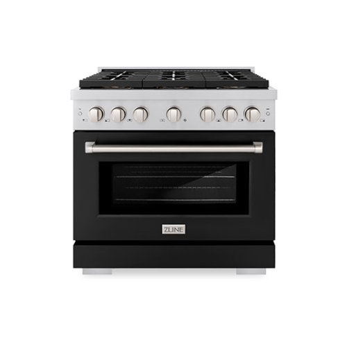 ZLINE - 36 in. Paramount Dual Fuel Range with 6 Burner DuoPro Cooktop & Convection Oven w/ Black Door (PSDR-BLM-36) - Stainless Steel with Black Matte Door