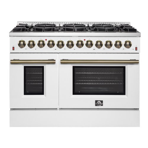 Forno Appliances - Galiano 6.58 Cu. Ft. Freestanding Dual Fuel Range with Convection Oven and Griddle - White Door