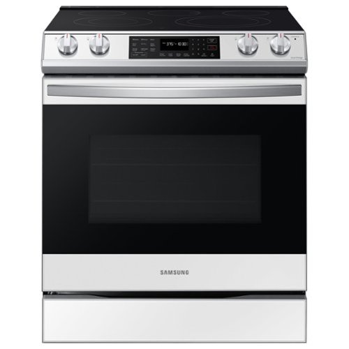 Samsung - Open Box BESPOKE 6.3 cu. ft. Smart Slide-in Electric Range with Air Fry & Convection - White Glass-Front_Standard 