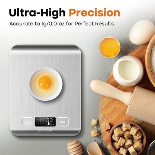 Arboleaf  Food Kitchen Scale, 1g/0.01oz Precise Food Scales for Kitchen, Tare Function, Stainless Steel - Silver with White WHERE TO BUY