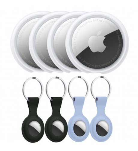 Apple - Airtag 4 Pack Key Ring Black/Blue - Multi-Front_Standard 