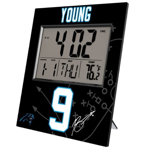 Keyscaper - Bryce Young Carolina Panthers Digital Desk & Wall Clock - Multicolor-Front_Standard 