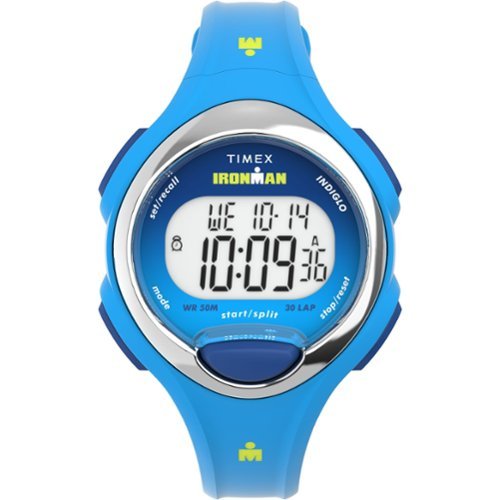 Timex - Women's Ironman Essential 30 34mm Watch - Blue Strap Digital Dial Blue Case - Blue