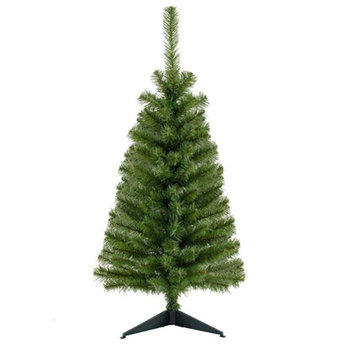 Costway - Unlit Artificial Christmas Halloween Mini Tree Black with Plastic Stand- Green