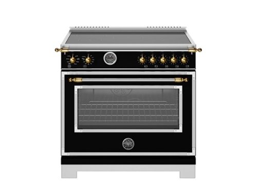 Bertazzoni - 36" Heritage Series Induction Range - Nero Matt/Gold - Black